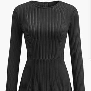 Pleated Faux Leather Panel Dress